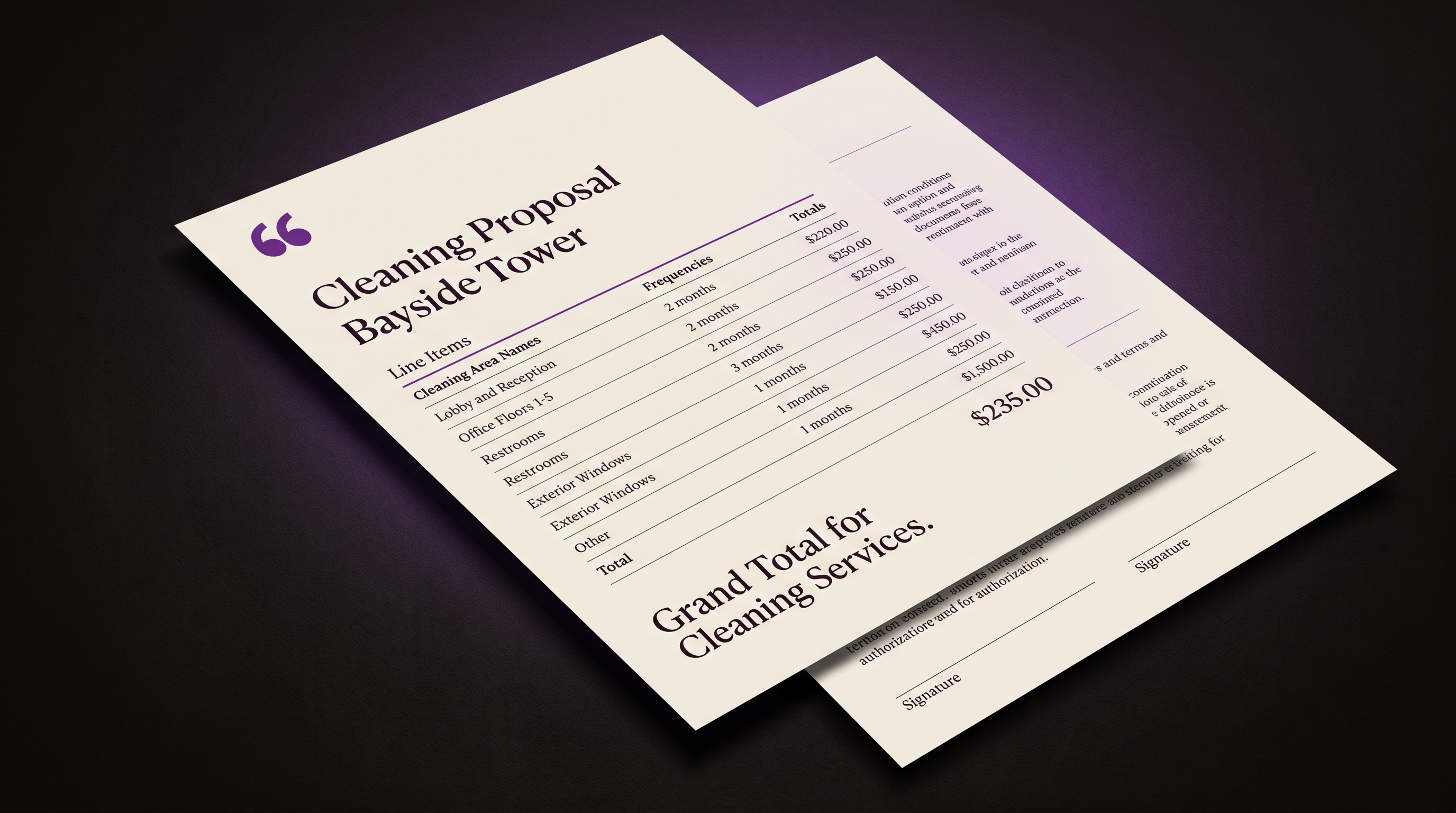 Tidy branded PDF proposal — agency-grade cover and line items