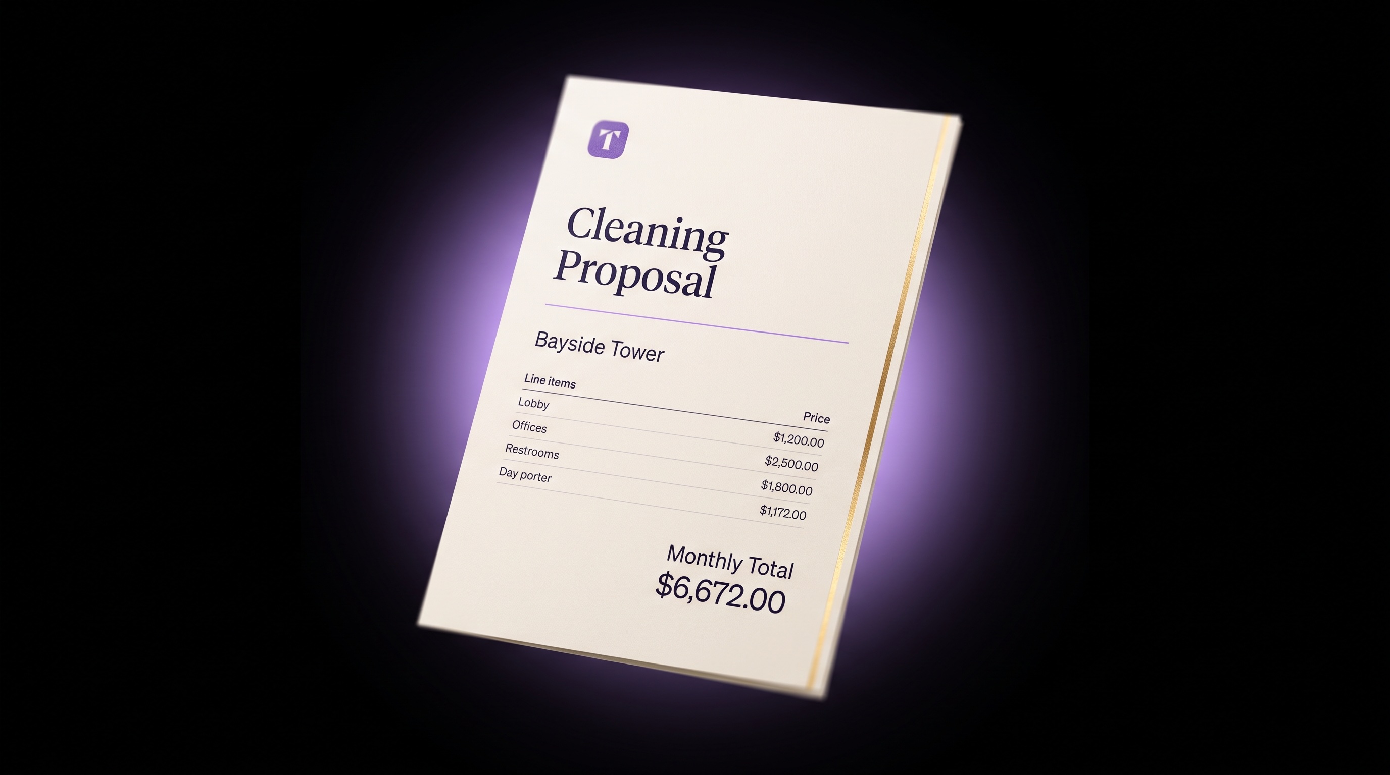 Tidy branded PDF proposal interface